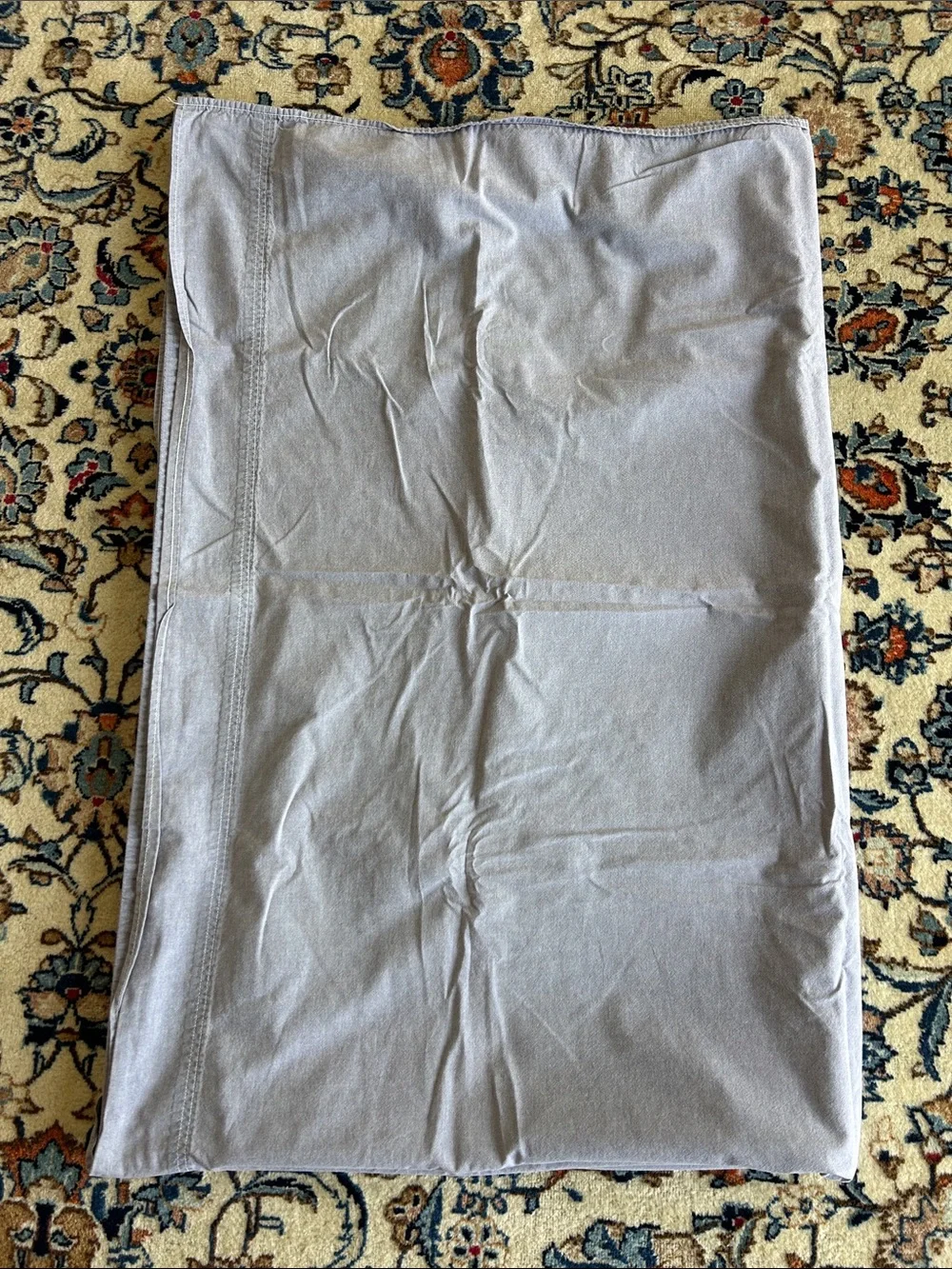 Ralph Lauren HOME chambray Blue Cotton queen flat Sheet — amazing vintage fabric